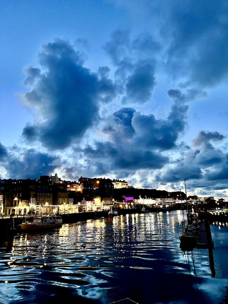 Whitby harbour by night photo by Jules Smith