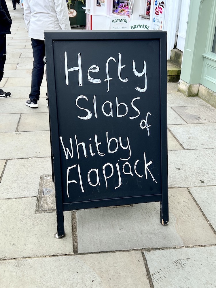 Whitby flapjack bakery sign