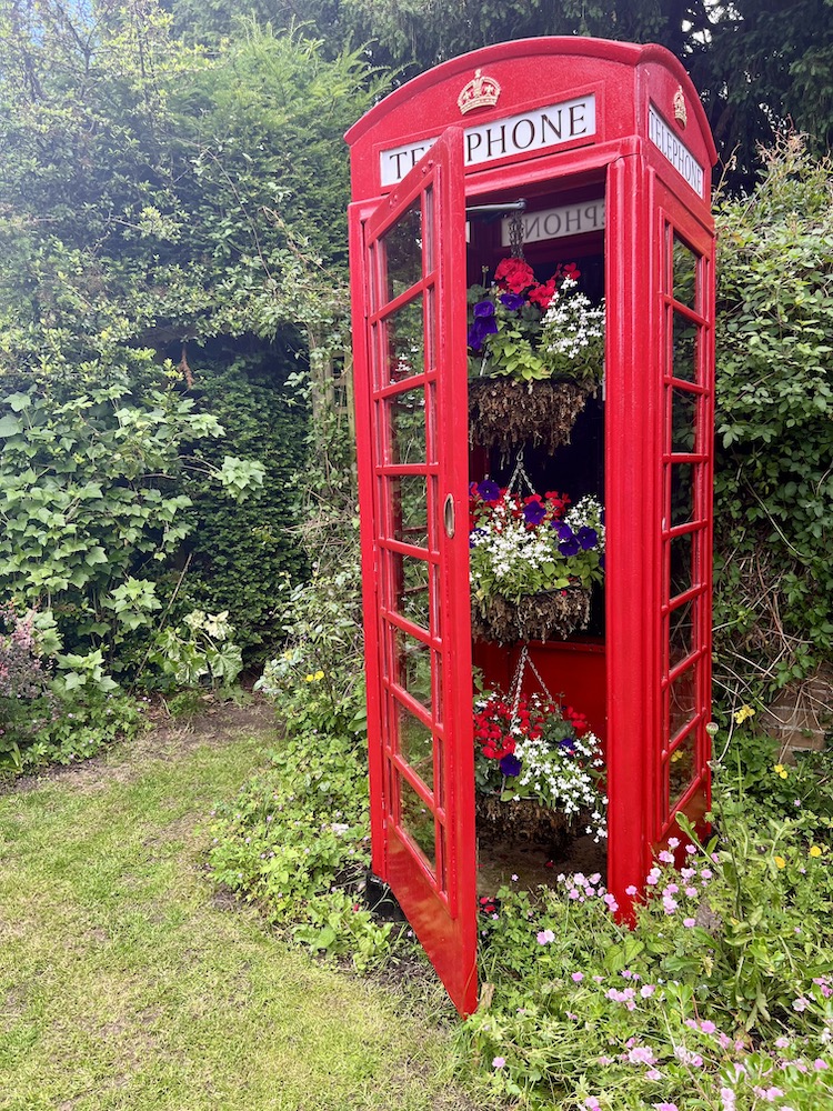 Great British red phone box used as a garden