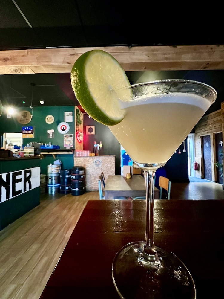 A margarita cocktail on a bar